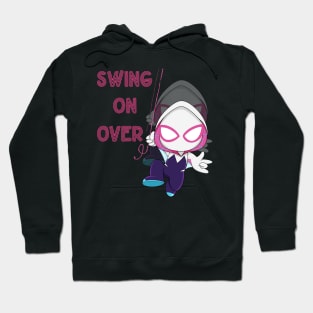 Swing on over, ghost spider girl, party Spidey birthday, cute Gwen spider Hoodie